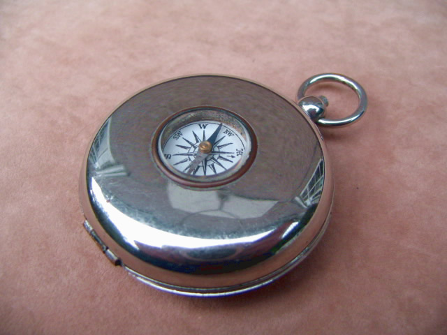 Top view of case with compass in lid