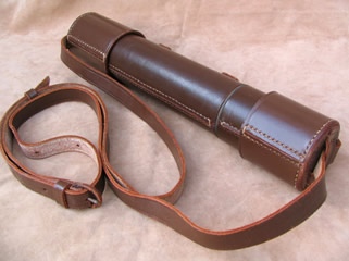 Telescope in closed view with leather end caps