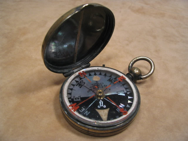 19th C pocket compass by S W Silver & Co, 67 Cornhill, London
