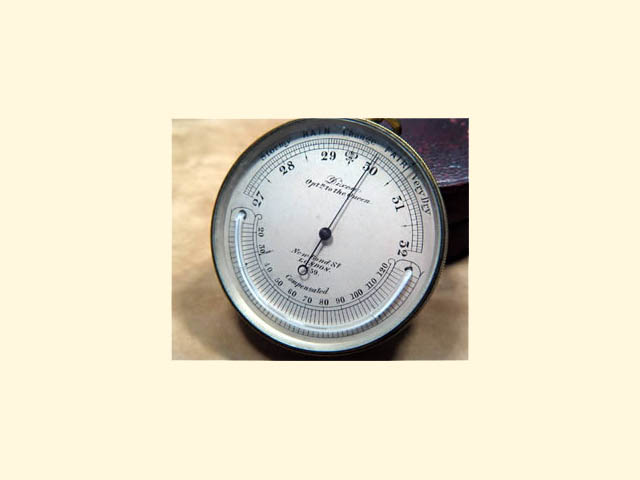 19th C Dixey pocket barometer with curved thermometer
