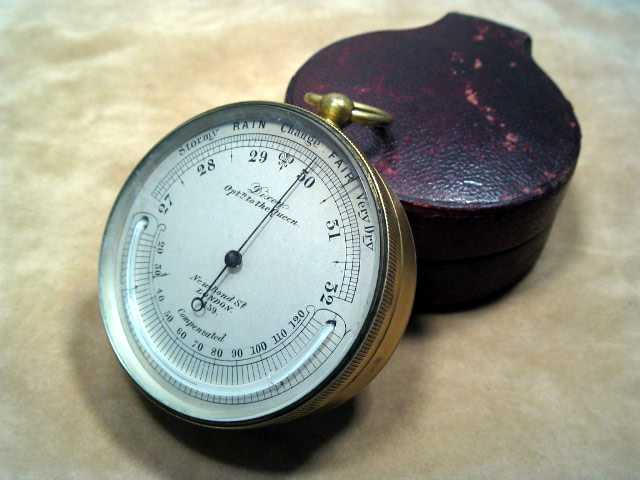 19th century pocket barometer & thermometer by Dixey London