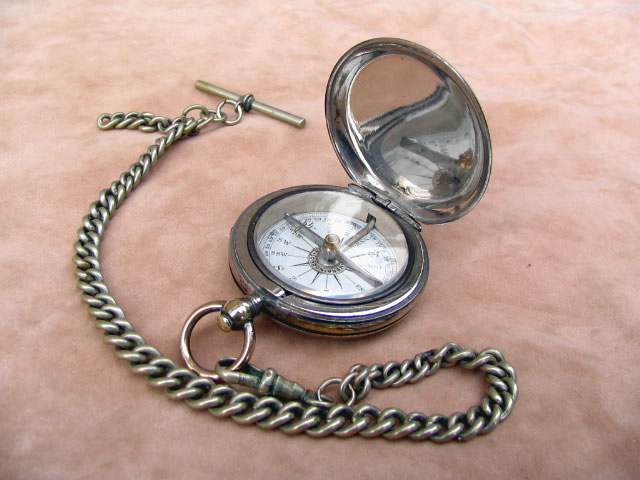 Vintage pocket compass with chain by Negretti & Zambra