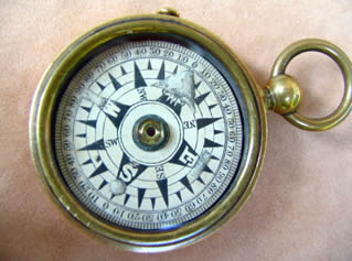 Open faced brass cased pocket compass circa 1875