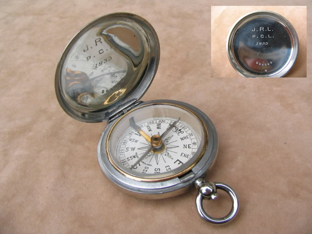 Dennison cased English full hunter pocket compass 