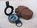 Vintage MK IX prismatic marching compass with leather case 