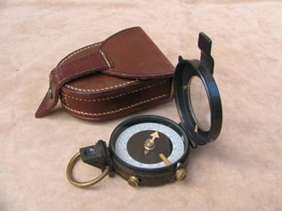 MK VII style prismatic marching compass with leather case