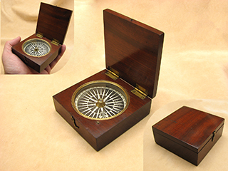 Stanley London Engravable Executive Brass Desk Compass In Wooden
