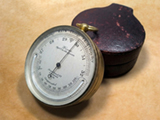 19th century pocket barometer with thermometer, Dixey New Bond St London