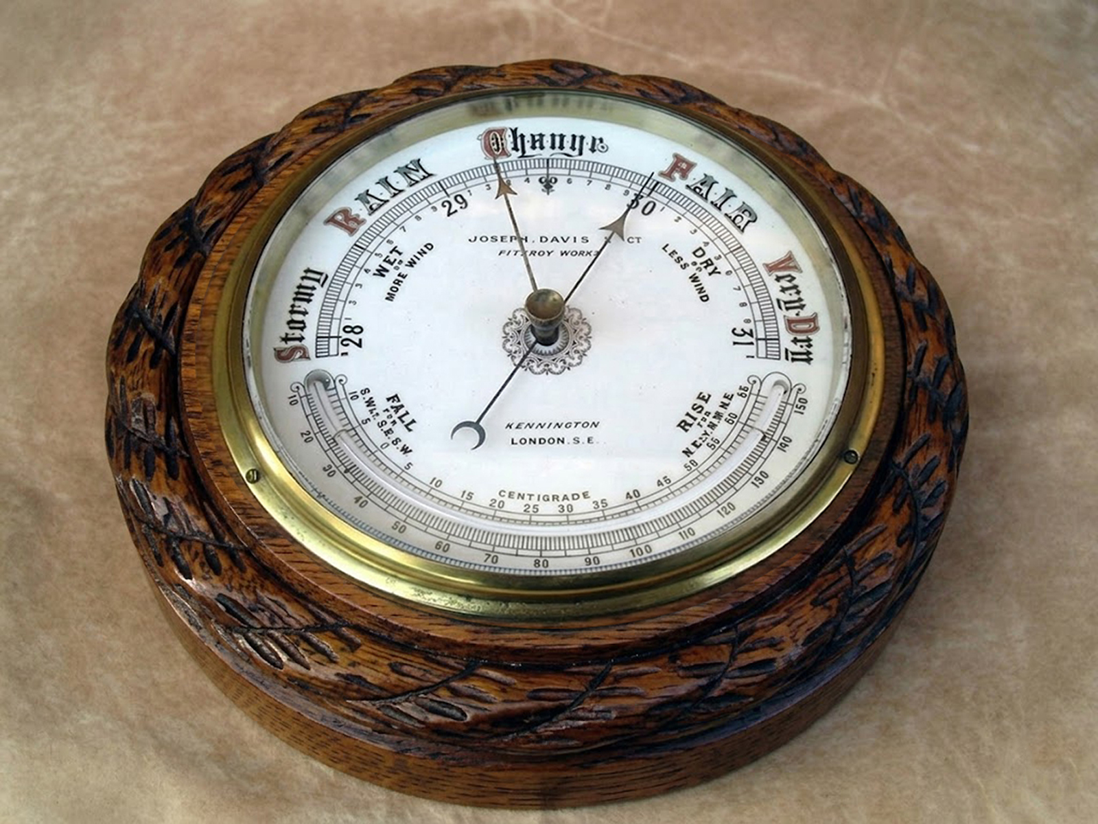 Barometer & thermometer by Joseph Davis, circa 1890