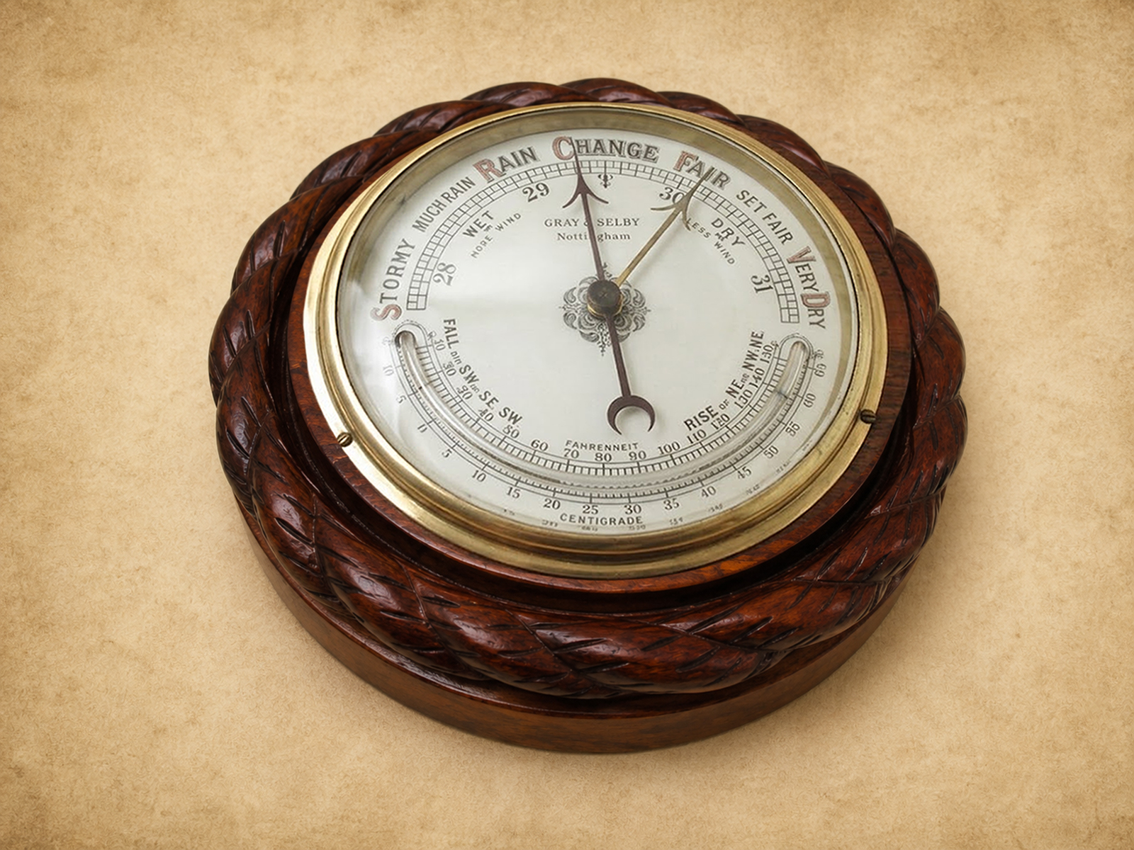19th century aneroid barometer by Gray & Selby, Nottingham