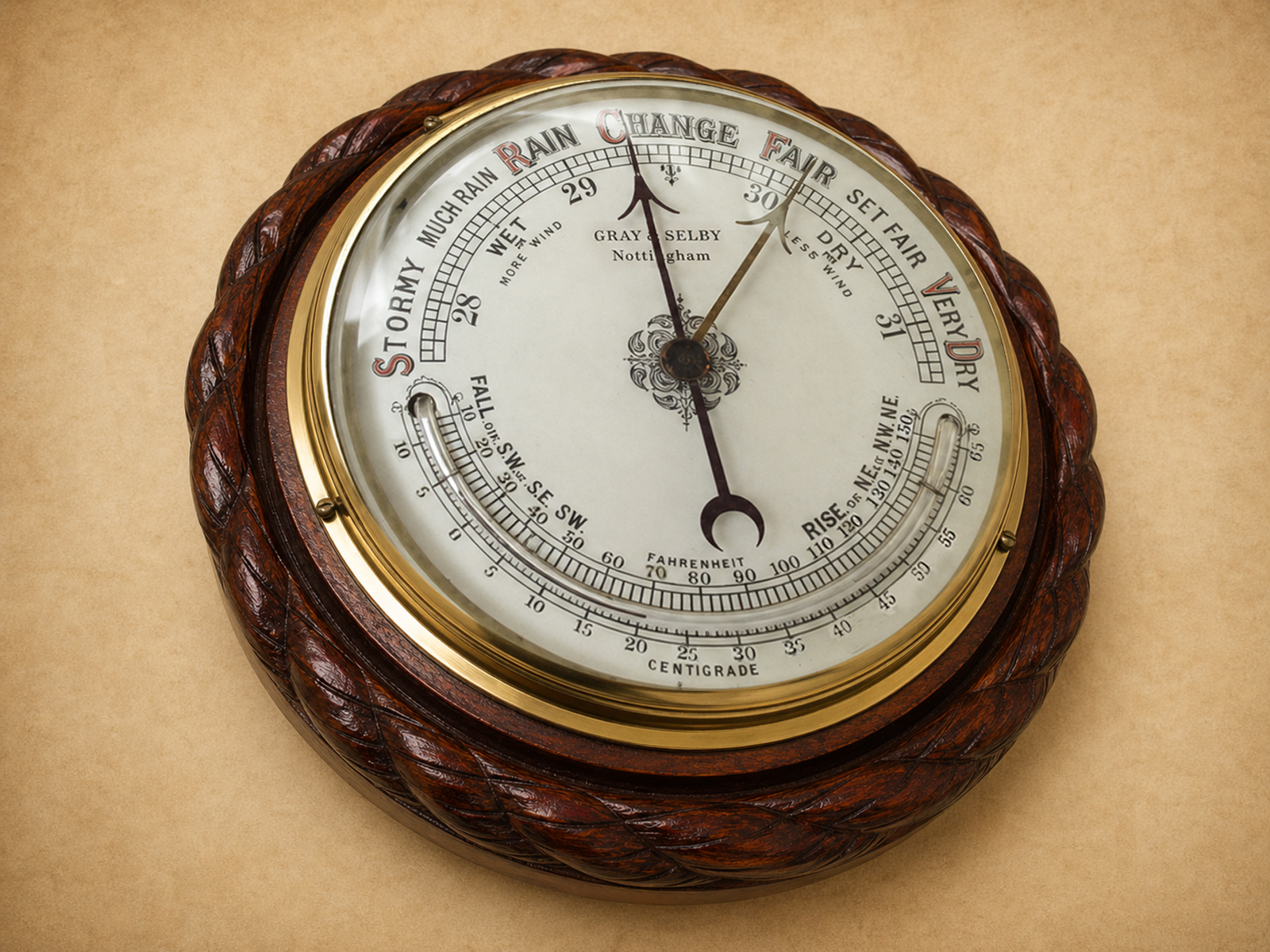 Victorian aneroid barometer circa 1885